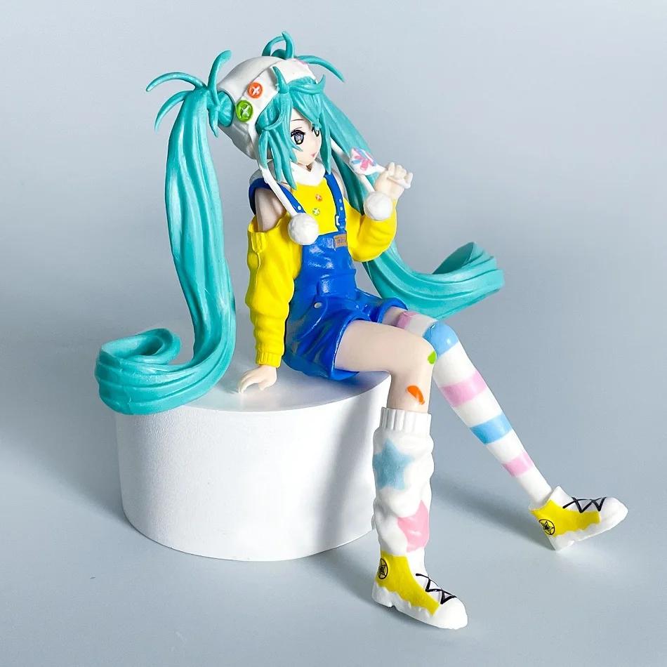 16CM New Cute Hatsune Miku Anime Figure Four Grass Series Action Figures Pretty Girl Figurine Collection Model Toy Gift PVC leaf Poseable Articulated