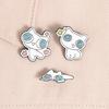 Cute Spiral-Eyed White Cat Enamel Pins Set Whimsical Cartoon Brooches Pastel Lapel Badges Adorable Gift For Girls
