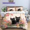 Pink Bombay Cat Pattern Bedding Home Decoration Birthday Gift (1 * Duvet Cover + 2 * Pillowcase, Without Core)