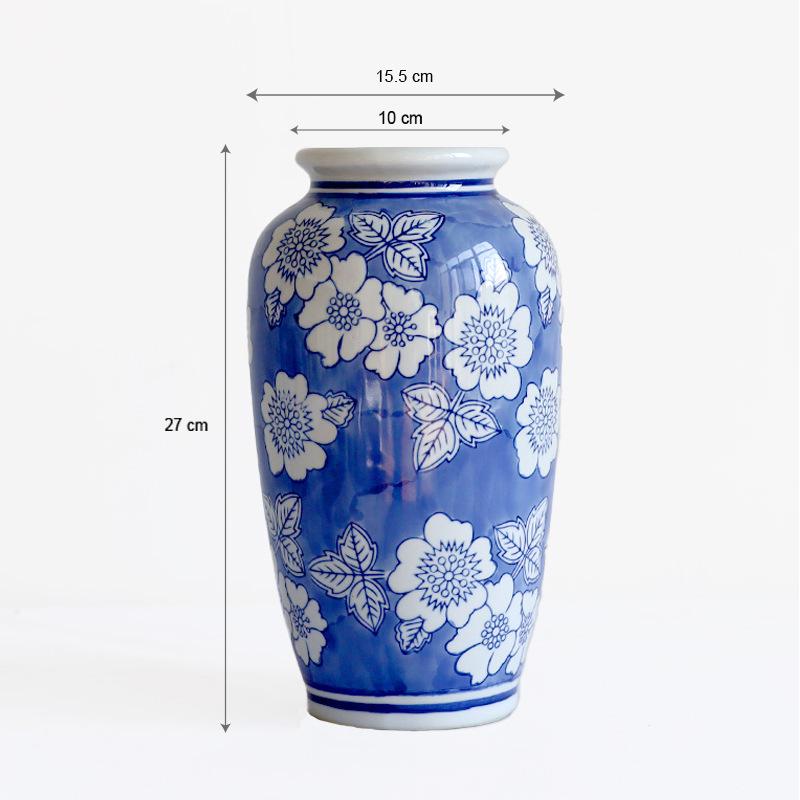 

New Chinese Style Blue and White Porcelain Hydroponic Vase - High-End Decorative Ceramic for Living Room