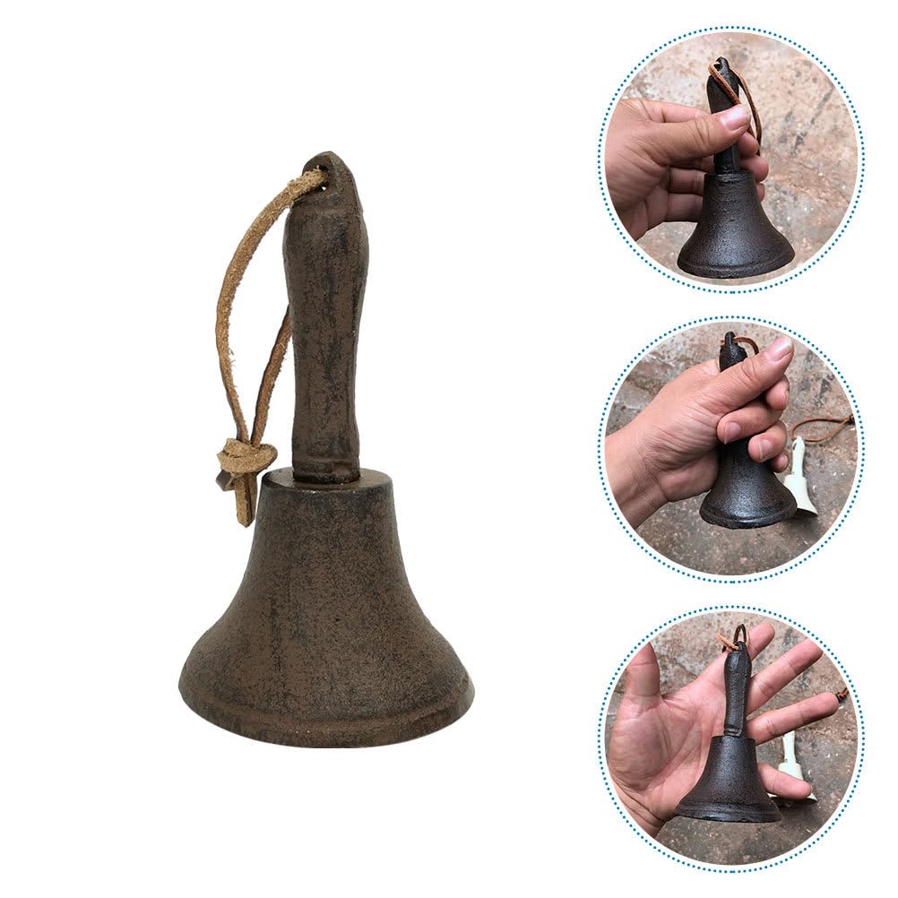 Hoodancos Iron Handheld Bell, Retro Call Bell for School, Parties, Call Bell, Easy To Carry, Vintage Style