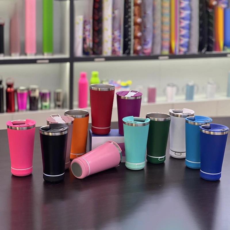 Stainless Steel Music Insulated Cup 16oz Portable Water Bottle Beer Mug Speaker Wireless Bluetooth Speaker With Bottle Opener