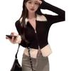 Sweater jacket women's autumn and winter new slim-fitting and thin design sense inside with short knitted cardigan top outside