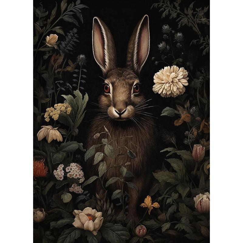 Rabbit Bunny Rustic Raccoon Frog Sheep Deer Bear Fox Forest Poster Canvas Painting Print for Living Room Home Decoration Cuadros