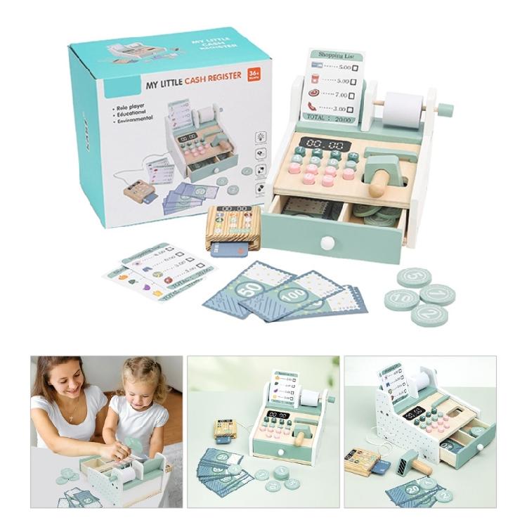 Kids Supermarket Cash Register Playset With Scanner and Play Money Supermarket Checkout Toy Sound Effects