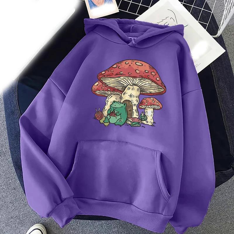Süßer Pilzfrosch Aufdruck Kapuzenpullover Herren Hoodie