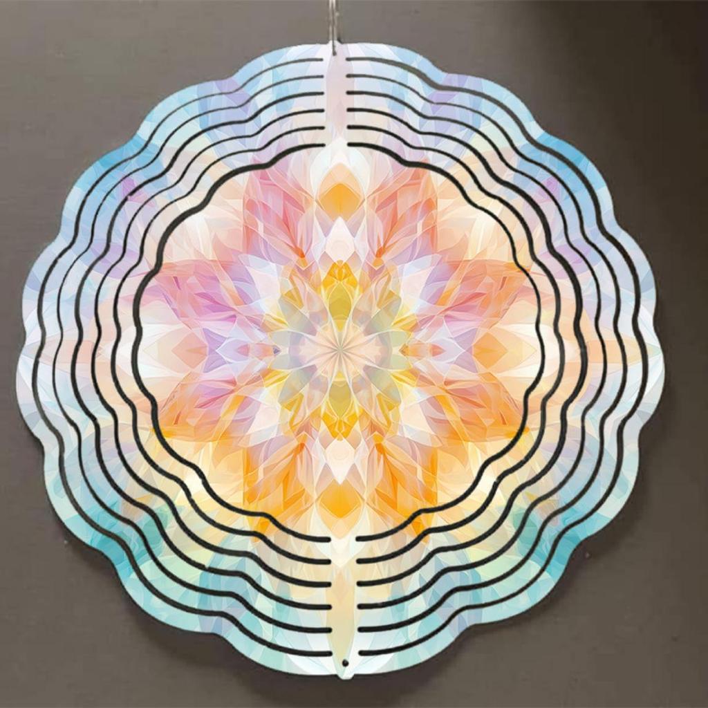 10 Inch Hanging Wind Spinner with Lotus Mandala Design 360 Degree Rotating Hook for Garden Balcony Yard Decor Summer Spring Gift
