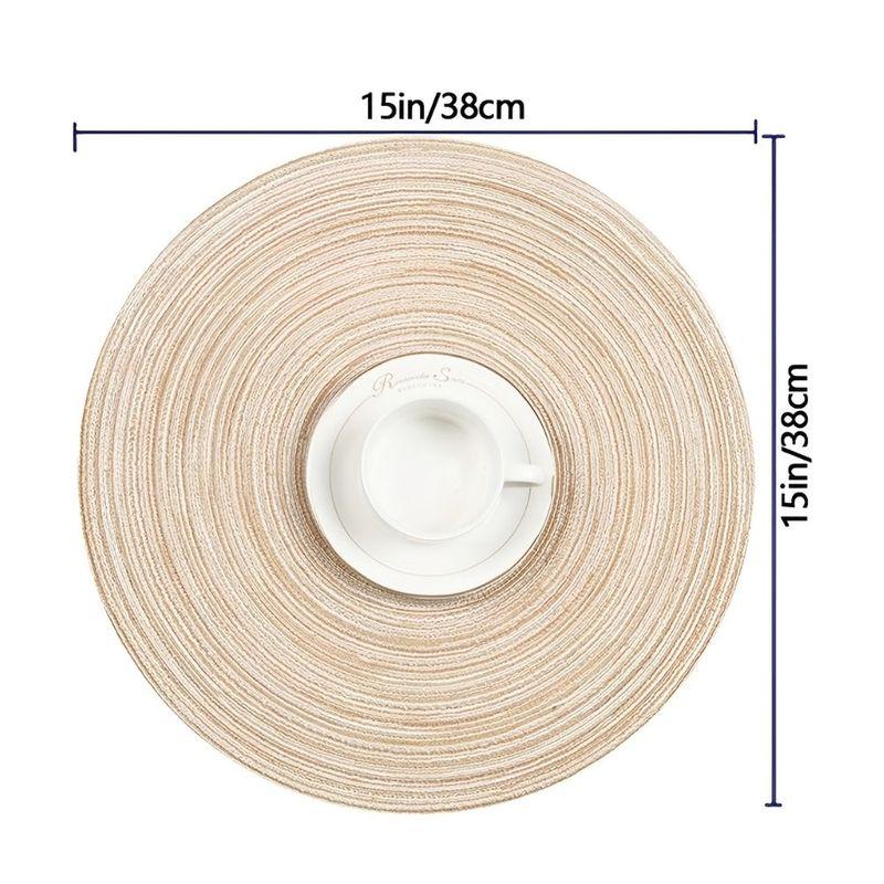 4pcs Braided Cotton Round Placemats, Reusable Table Mats for Home Dining Table, Wedding and Holiday Decoration YMY
