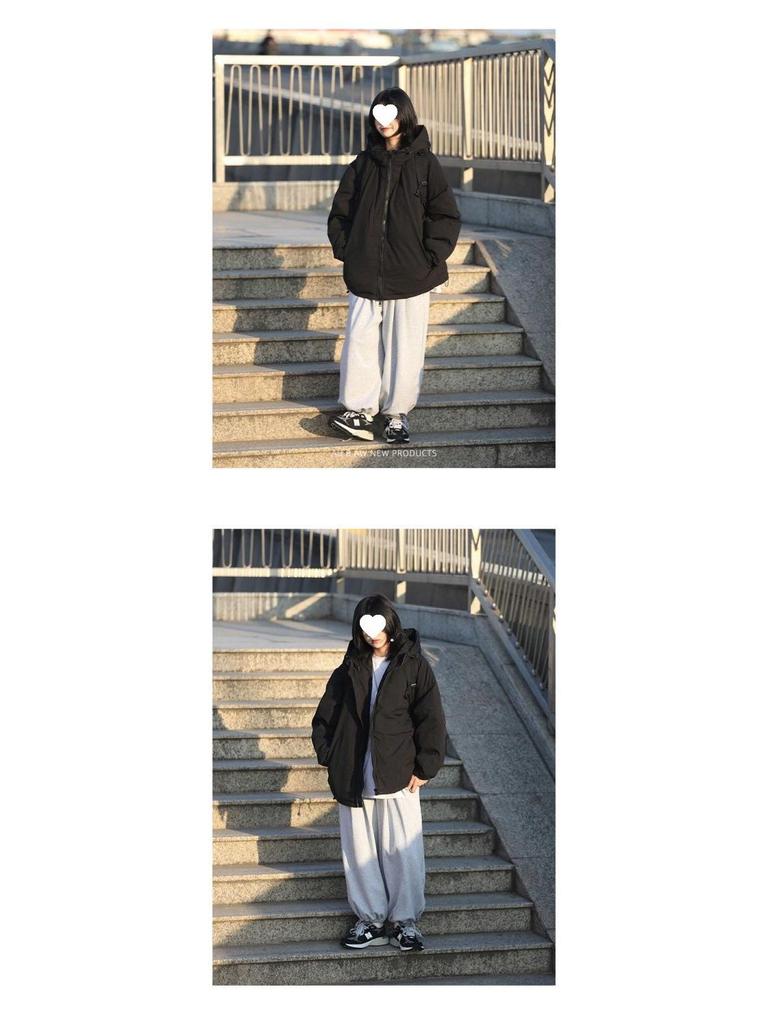 Women's Thickened Fleece-Lined Cotton Jacket, Japanese Academy Style, Unisex Warm Hooded Winter Coat