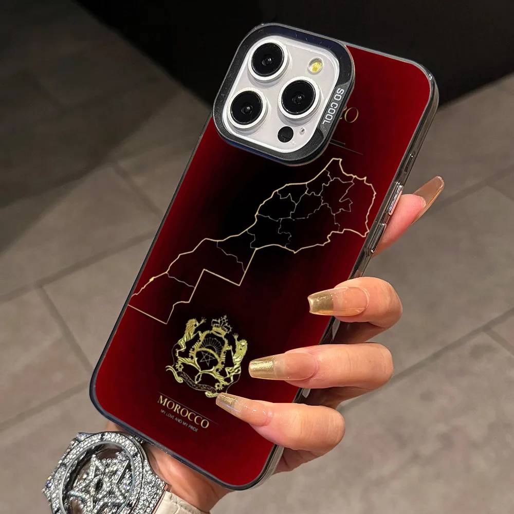Morocco-O F-Flag Phone Case For iPhone 17,16,15,14,13,12,11 Plus,Pro Max,XS,Colorful Silver Phone Case Funda Cover