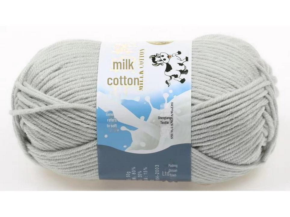 5-Strand Milk Cotton Baby Wool Hat & Scarf Hand-Woven Medium-Thick Yarn Set