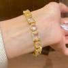18K Gold Plated Zircon Square Bracelet - Elegant Korean Style Vintage Jewelry for Women