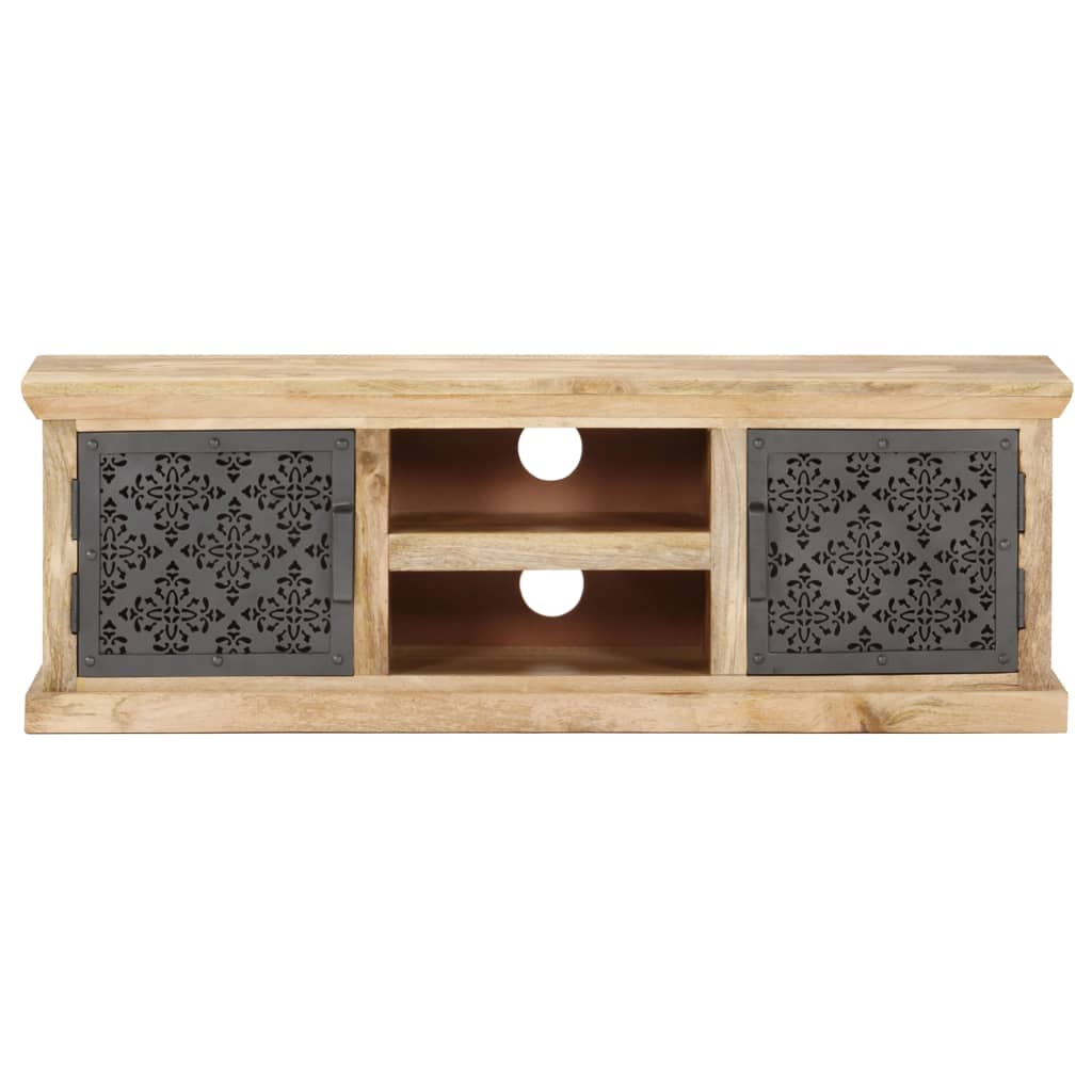 TV Cabinet with Steel Doors 120 X 30 X 40 Cm Solid Mango Wood