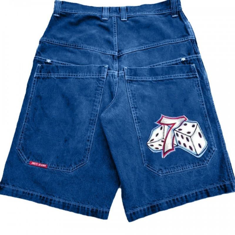 Jeans da uomo Y2K Hip Hop Vestibilità Larga Gamba Dritta Denim Con Stampa Ricamata - Cotone Lavato Blu Nero