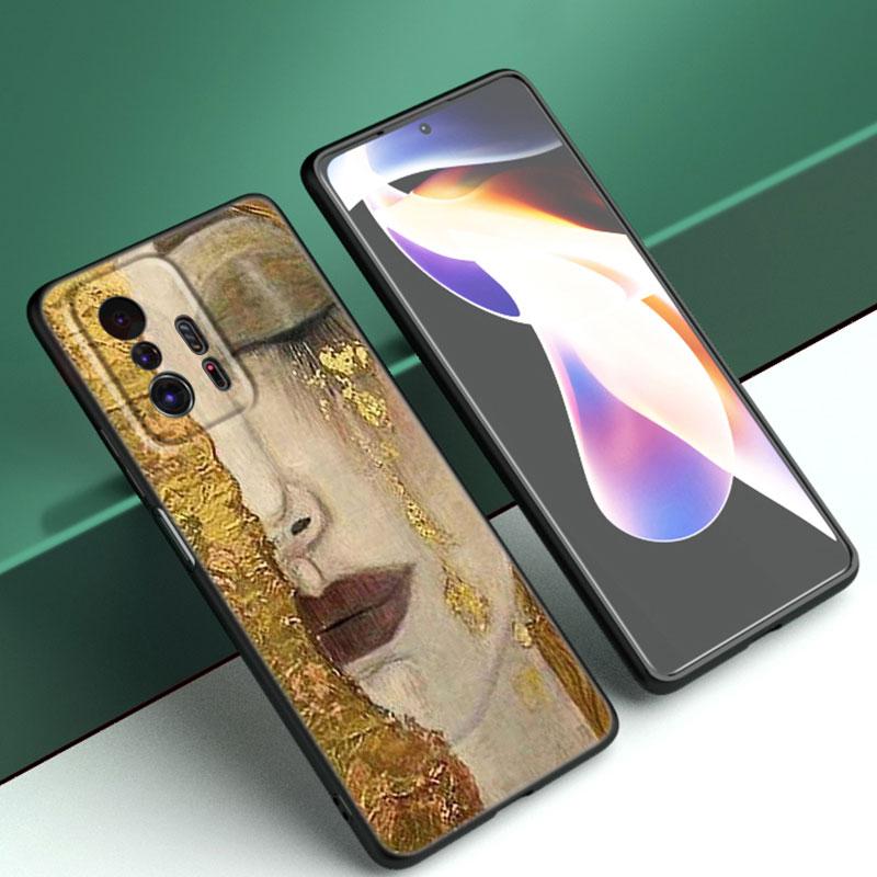 Custodia per telefono in silicone nero con arte Gustav Klimt Il Bacio per Xiaomi Mi 9 SE 8 10T 11 12 13 Lite 9T 11T 12S 12T 13T 14 Pro 5G NE 11i 12X