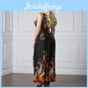 Elegante Abito da Donna Senza Maniche Scollo a V Abito Lungo Maxi per Feste Serale