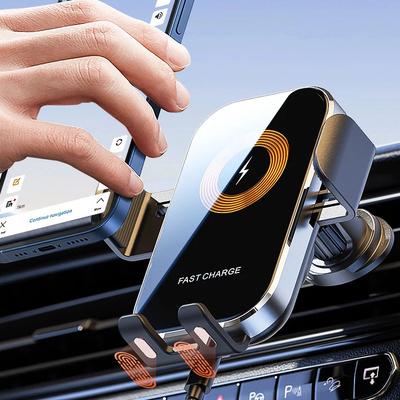 Kablosuz Araç Şarj Cihazı Akıllı İndüksiyon GPS Telefon Tutucu Hızlı Şarj Havalandırma Montajı iPhone 16 15 Samsung S24 S23 Xiaomi için