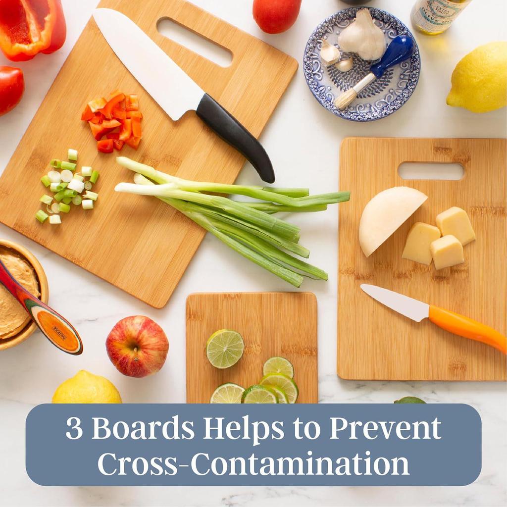 Three-Piece Bamboo Double-Sided Cutting Board Set - Customizable Engraving