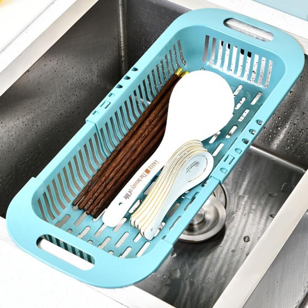 Adjustable Extendable Over the Sink Colander for Fruits and Vegetables Drain Basket Strainer Sink Washing Basket Kitchen