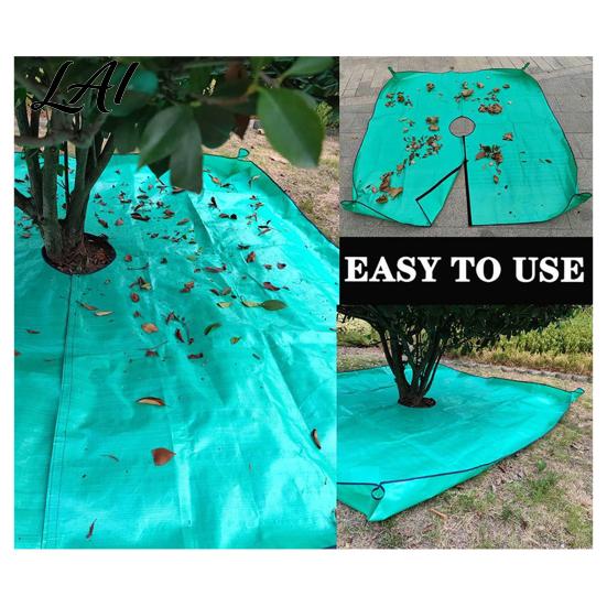 Durable PE Leaf Gathering Mat Landscape Tarp for Trimming Garden Pruning with Hole & 4 Heavy Duty Yard Cleanup Corner Buckles Shrub Trimmings