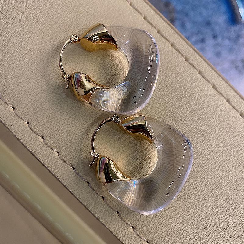 Acrylic U-shaped Transparent Earrings, European and American Style Personality, Foreign Temperament, Cold Wind Light Luxury Earrings