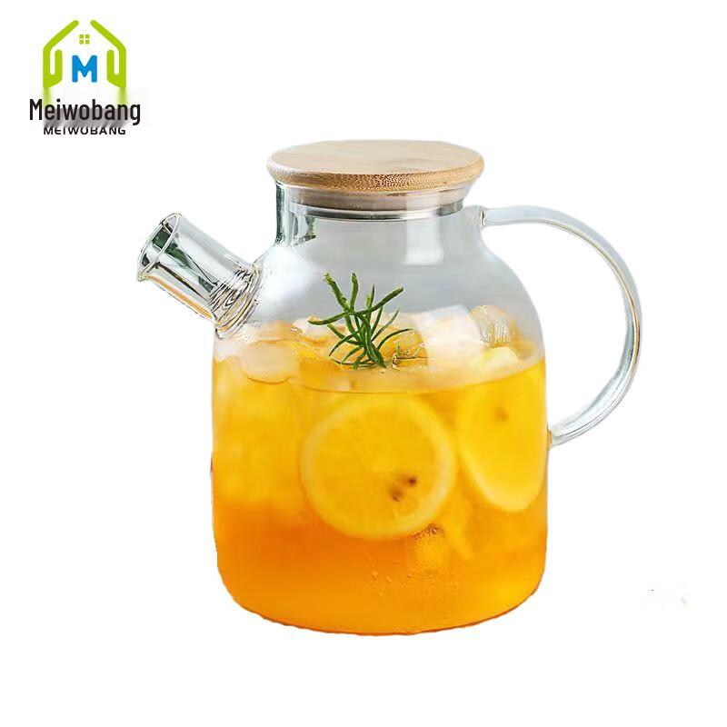 Bamboo Lid Glass Water Pitcher
