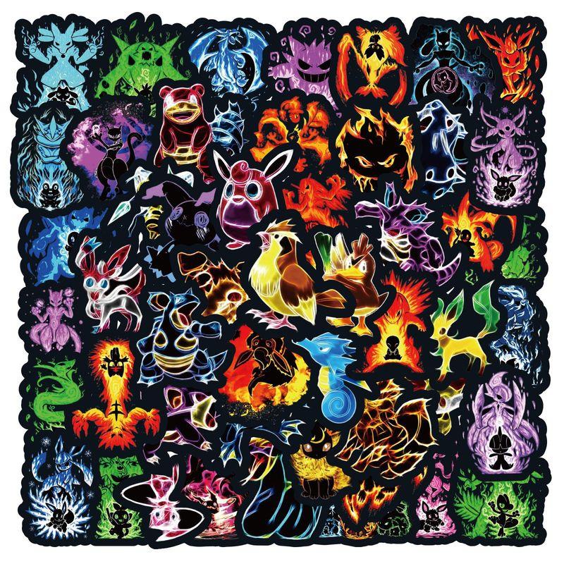 60Pcs Neon Pokemon Graffiti Stickers Anime Decorative Laptop Skateboard Phone Waterproof Cool Cartoon Sticker for Kids 60PCS