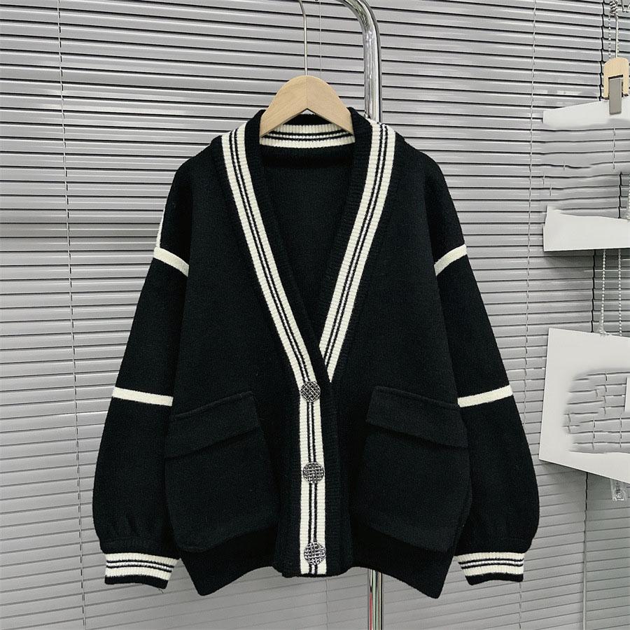 

Свободный Дизайн Свитер Кардиган Женский 2025 Новый Осень и Зима Стиль Маленький Аромат Имитация Норки Толстая Вязаная Куртка One size fits all чёрный