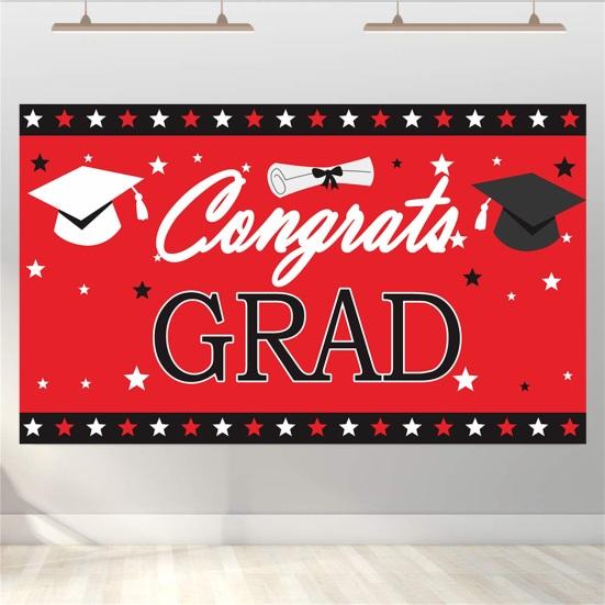Foldable Graduation Backdrop Anti-Fall Polyester Non-Fading Hanging Graduation Banner Party Supplies