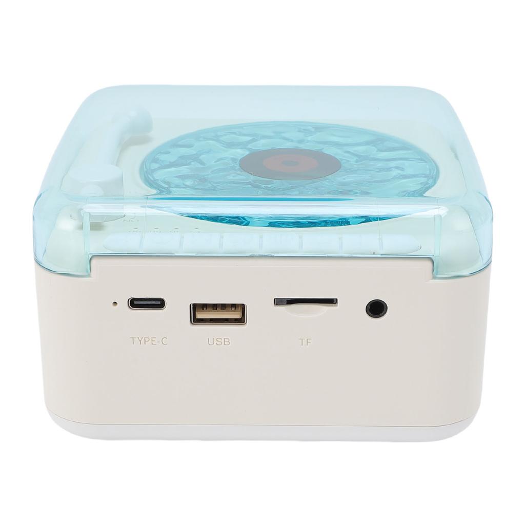 Kabelloser Bluetooth-Lautsprecher Kleiner Plattenspieler Nachtlicht USB-wiederaufladbar Schreibtisch Wellenlautsprecher für Schlafzimmer Party Weiß