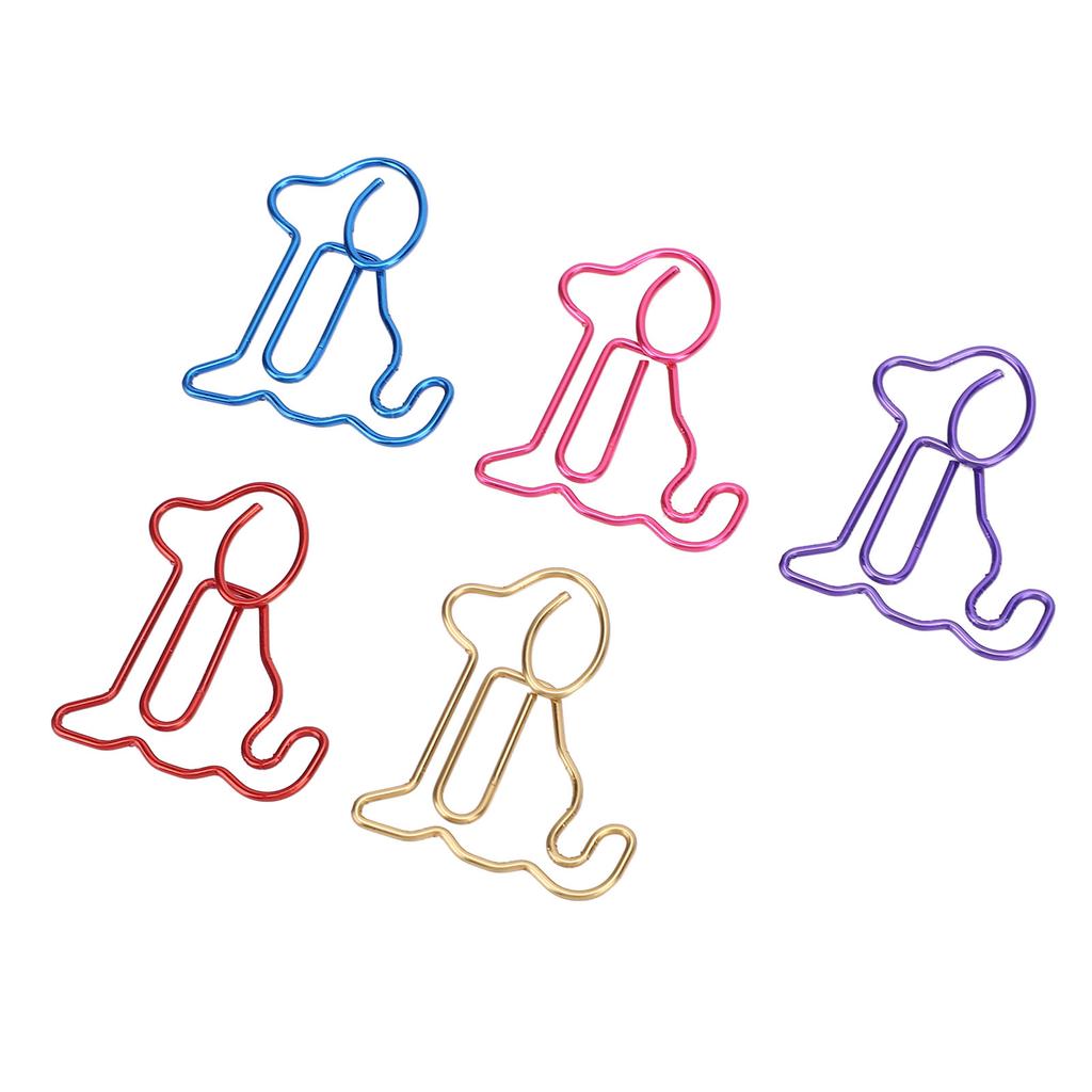 100PCS Animal Bookmarks Clip Iron Wire Multifunctional Dog Shaped Marking Clip for Office