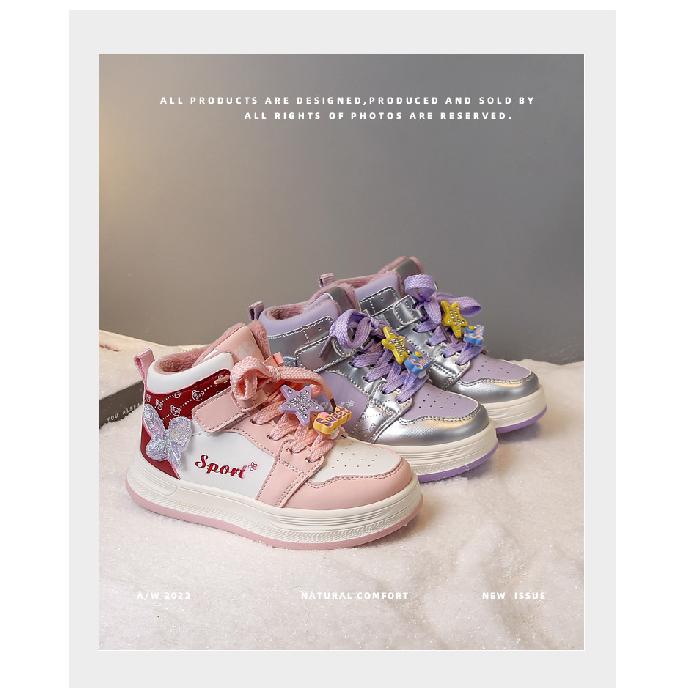 New autumn and winter girls' shoes, thick-soled sneakers for school, girls' cotton sneakers, fashionable casual shoes, trendy