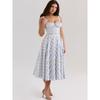 Sea Salt Flavor Summer House Same Style Fresh Sweet Temperament Elegant Waist Hugging Lace-up Design Sense Sling Dress