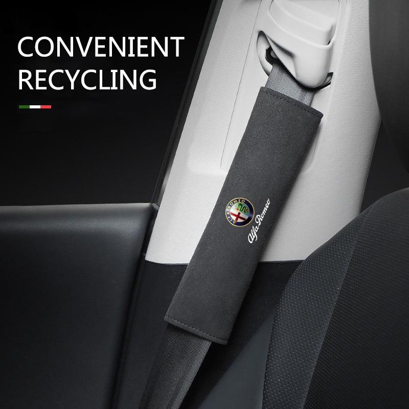 Car Stickers For Alfa Romeo 2Pcs Car Seat Belt Cover Shoulder Pad For Alfa Romeo Giulia Stelvio Giulietta 156 159 147 Mito Tonal