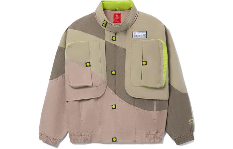 Li Ning Trench Coats Unisex Khaki Stand Collar Moderate AFDR699-3 XXL