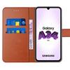 2 Verres Trempés + Coque pour Samsung Galaxy A34 5G Marron Anti-Rayure Antichoc Effet Cuir