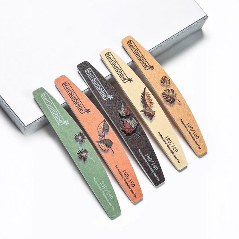 Double Sided Nail Files for Manicure and Nail Art with Half Moon Shape Emery Boards for Smooth Filing Polishing