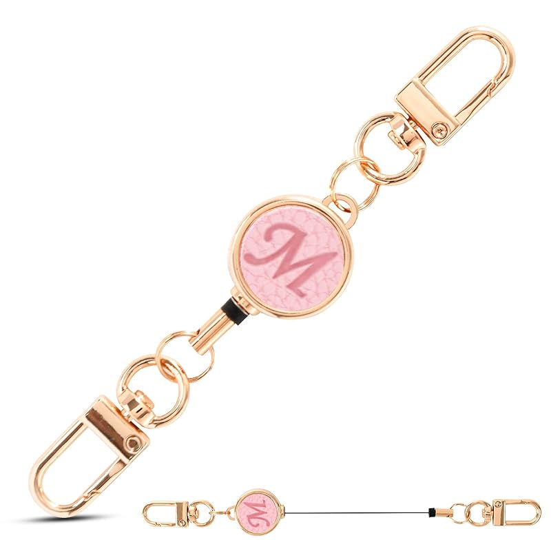 

[akoyo] key reel reel Equipped with carabiner small size lightweight key ring key ring Keychain with extendable reel cute initial 35cm extend powerful