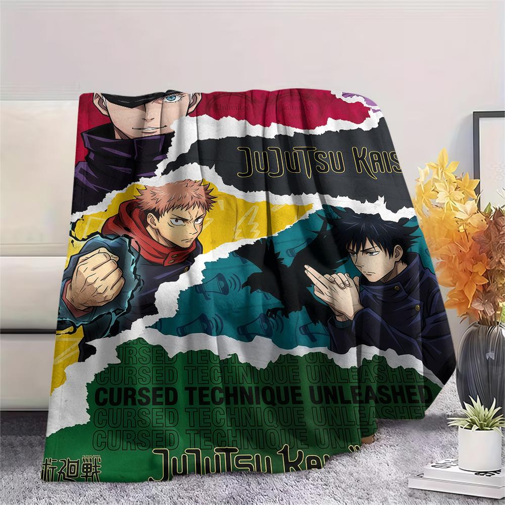 Spliced Jujutsu KaisenPrint Flannel Blanket, High quality Comfortable for All Seasons, Home Decor, Warmth and Comfort