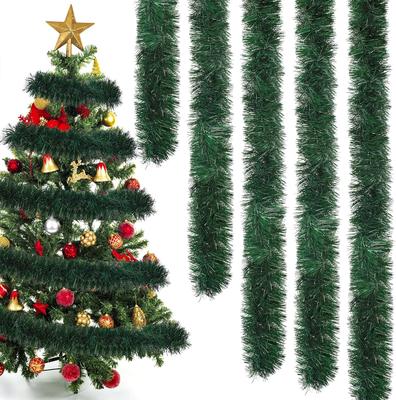 Christmas Tinsel Garland Green Cane Ribbon Strip Shiny Wreath Xmas Tree Pendant Ornament Decor for Xmas Party Home Outdoor Decor