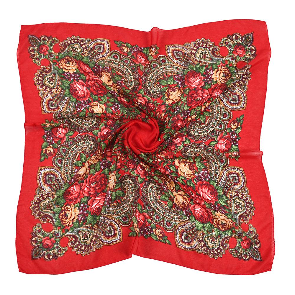 Russian Retro Floral Scarf Ethnic Style Small Square Head Scarves Handkerchief Ladies Headband Scarf Bandana Hair Wraps