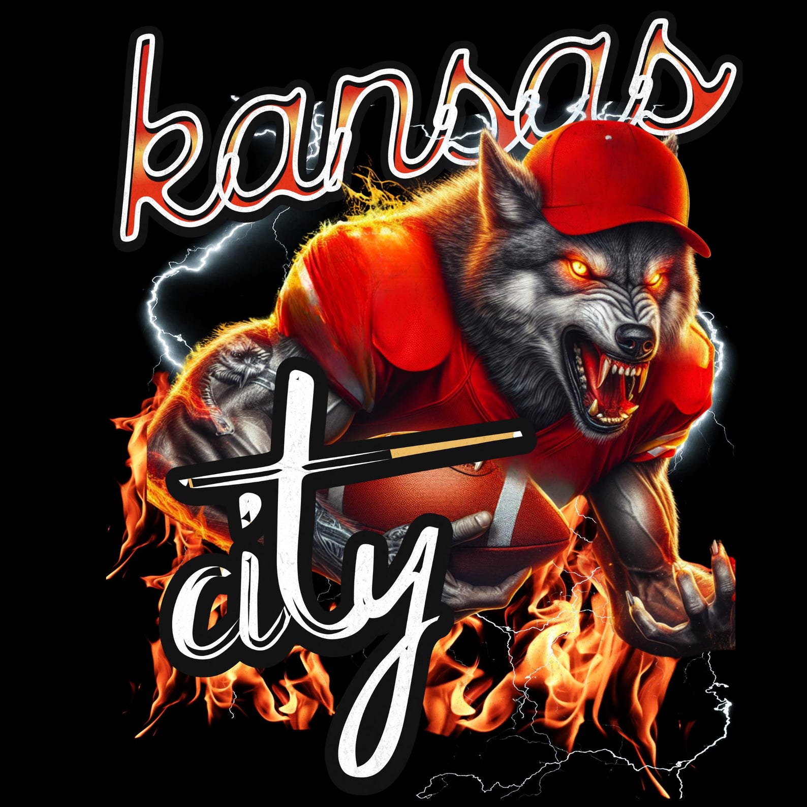 Kansas City Football PNG: Retro Game Day Design, Mascot Clipart 3XL