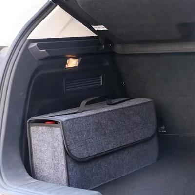 1 unidad Caja de almacenamiento de fieltro gris oscuro para coche, bolsa de almacenamiento para coche, caja de almacenamiento de fieltro suave ampliada y engrosada, caja de almacenamiento para el hogar