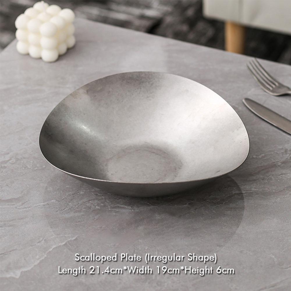 Plato de Cena Multifuncional de Metal Vintage Vajilla Irregular para Huesos Platos Retro para Comida Uso para Cenar