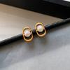 Echtgold plattierte klassische d Schweinenasen-Steckohrringe S925 Sterlingsilber-Nadel Shijia Perlenohrringe Internet-Promi-Accessoires