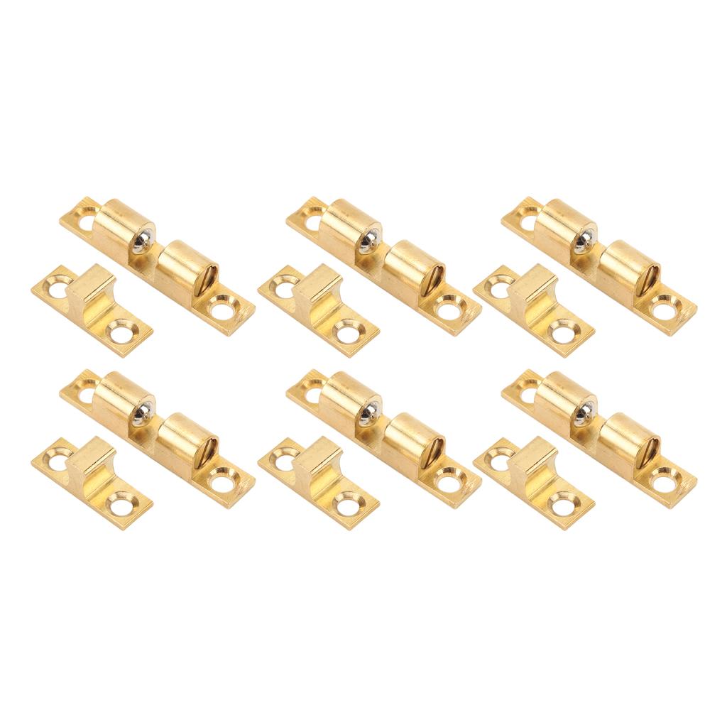 6 Set Cabinet Door Catch Brass Cabinet Door Closet Ball Tension Catch Latch with Gold Screw for Most Cabinets 50mm   2in