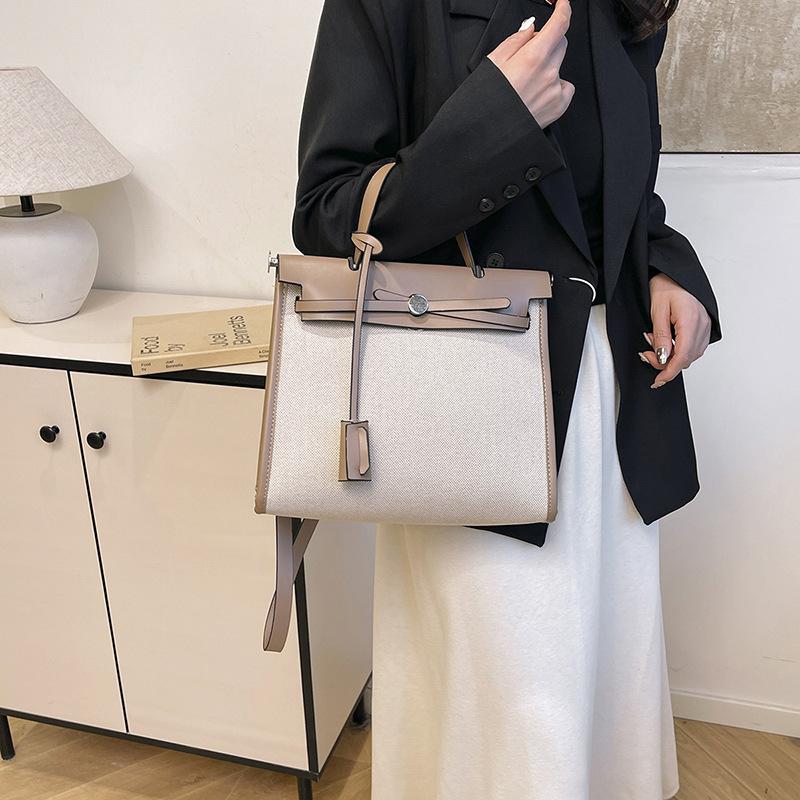 Nová módní plátěná nákupní taška v kontrastních barvách, přenosná přes rameno, messenger, trendy dámská taška