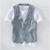 Men's Spring and Summer Sleeveless Linen V-neck Casual Thin Tops