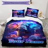 3PC Custom Name Cosmic Elephant Dreams Bedding Set Duvet Cover Closure Includes 1 Duvet Cover & 2 Pillowcases for Bedroom