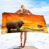 Asciugamano da Spiaggia Rinoceronte Carino Asciugamano da Bagno con Stampa Animale Selvatico per Spa Viaggio Yoga Sport Campeggio Escursionismo Microfibra Asciugatura Rapida Copricostume
